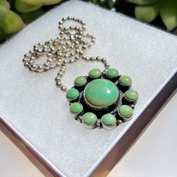🌺Vintage Navajo Betta Lee Turquoise Necklace/Brooch - Picture 3 of 13